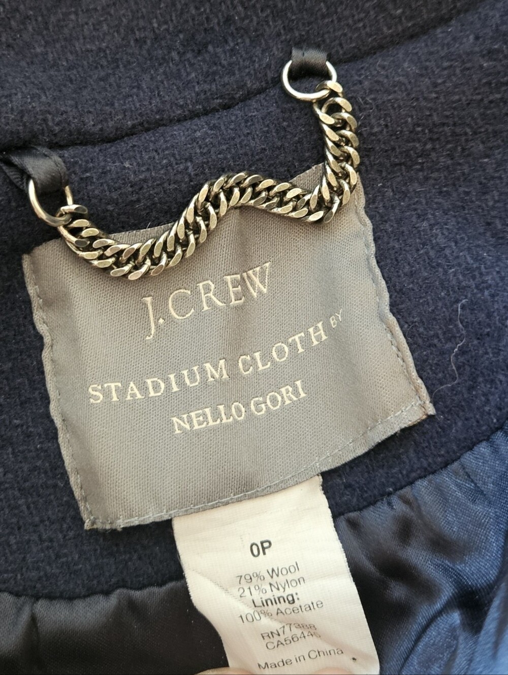 Retro vintage preppy Y2K classic J.Crew Stadium-cloth majesty peacoat navy Blue - Picture 6 of 7